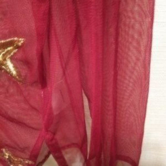 Red Sheer Top Stars Sequins - Picture 4 of 5